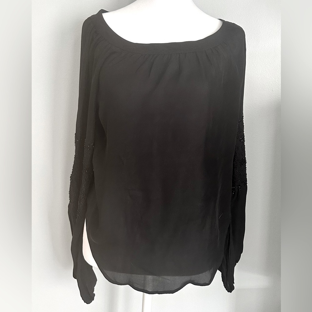 L’AGENCE Black Beaded Shirt Size 0